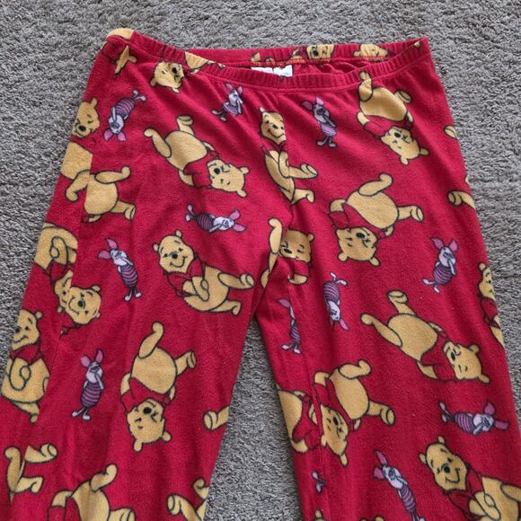 Disney Winnie The Pooh Fleece Pajama Pants Womens L Piglet Elastic Lounge Y2K - Picture 2 of 8